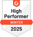 : G2 High Performer Time Tracking Sodtware Winter 2025 badge awarded to WebWork Time Tracker