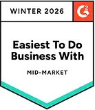 Значок G2 'Easiest To Do Business With Mid-Market Winter 2026' за удобный опыт использования WebWork