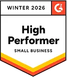 Значок G2 'High Performer Small Business Winter 2026', присуждён WebWork как лидеру для малого бизнеса