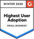 Награда G2 'Highest User Adoption Small Business Winter 2026' за доверие малого бизнеса к WebWork