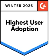 G2 Highest User Adoption Winter 2026 award recognizing WebWork Time Tracker as a trusted time tracking software