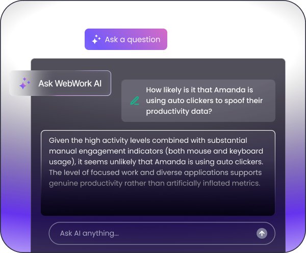 Aprimore o rastreamento de tempo e o monitoramento de equipe com o WebWork AI para análise de desempenho.