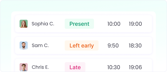 Отслеживайте посещаемость, смены, перерывы и overtime для точного мониторинга