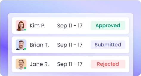 User-friendly online timesheet app with easy time tracking and timesheet approval for employees and managers