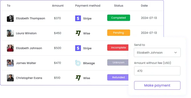 Secure employee payments in payroll time tracker