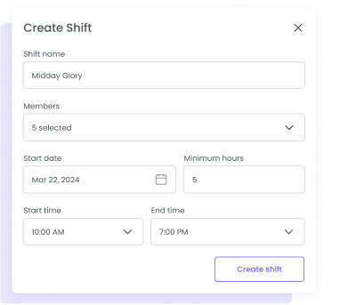 Create shifts and schedule employees