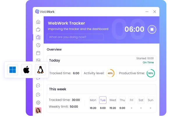 Отслеживание времени сотрудников доступно на десктопе для полноценного мониторинга и управления