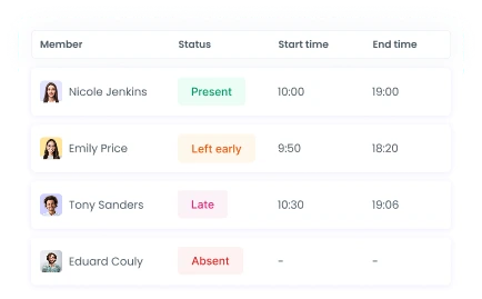 Управляйте посещаемостью с помощью учёта начала и конца смен