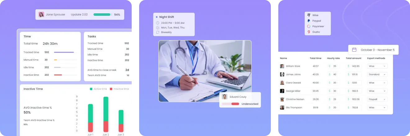 Healthcare time tracking software for managing healthcare work hours efficiently