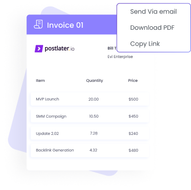 Generate invoice and send it to clients or partners