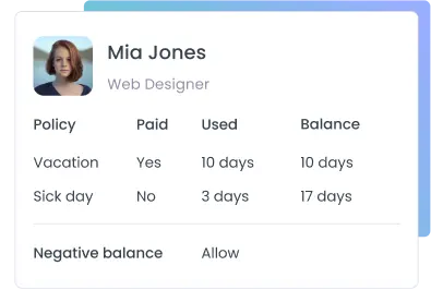Track leave balances with employee leave management software