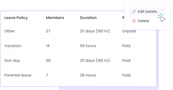 Customizable leave policies using employee leave management software