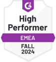 High Performer time tracking software award for EMEA region on G2 Fall 2024