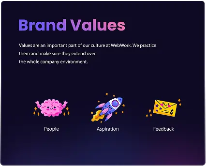 WebWork brand values and principles guiding our company culture