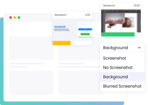 Background mode time tracking with screenshots for uninterrupted work