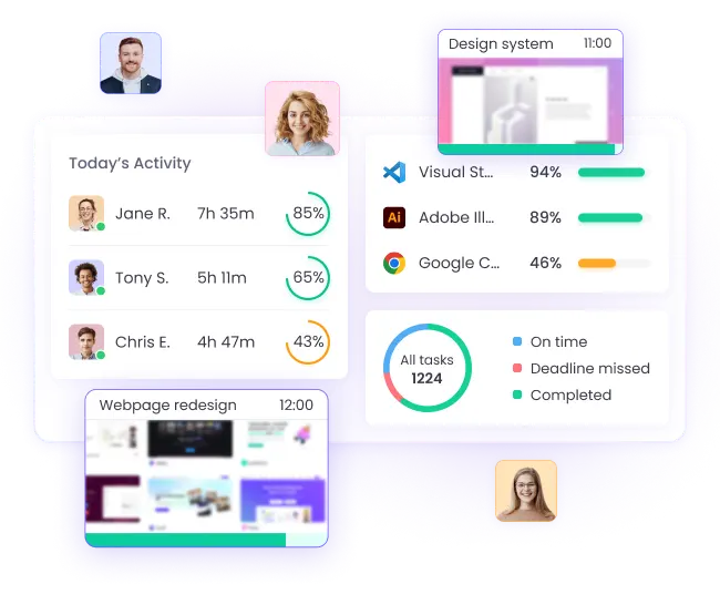 Monitor remote employees with screenshots, app and web tracking for efficient remote work monitoring