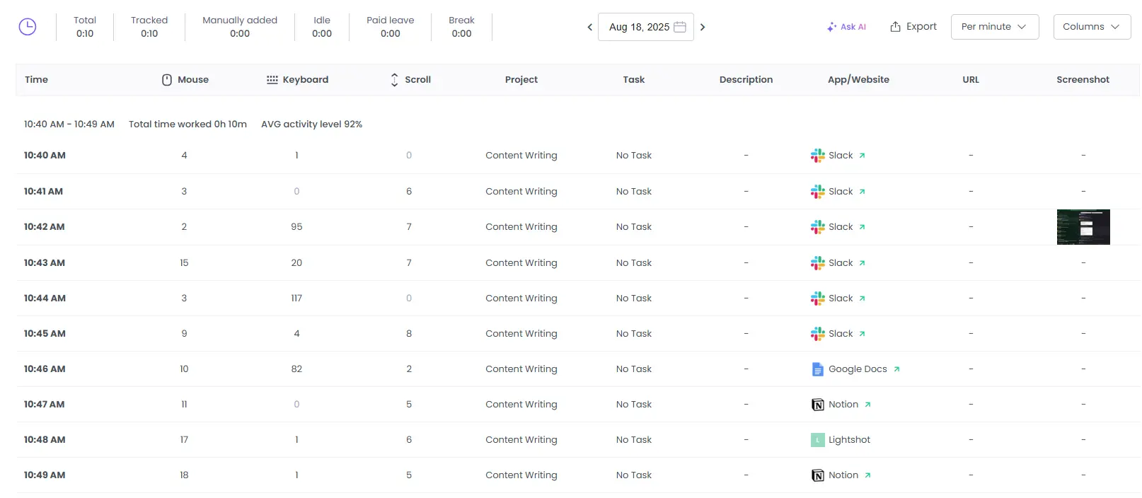 Create your daily time log automatically