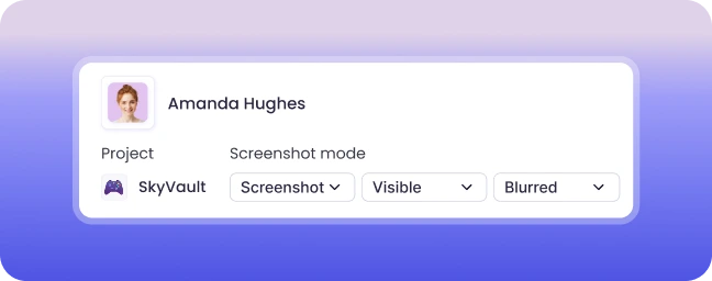 Customized screenshot mode for individual projects and contracts