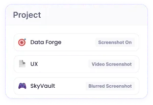 Employee screenshot monitoring configured per project to meet different client requirements