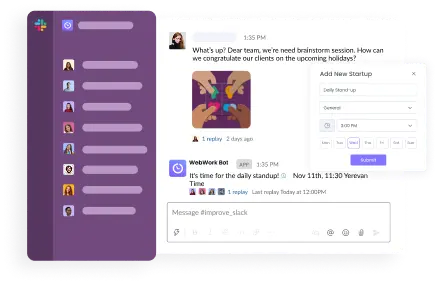 Integração de rastreamento de tempo no Slack para uma gestão de fluxo de trabalho eficiente