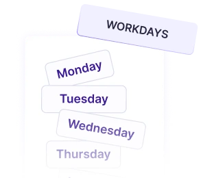 Specify the workdays to calculate employee time card hours accurately