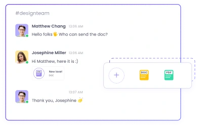 All-in-one team chat software for sharing files in work collaboration chat