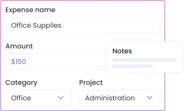 Add expenses with detailed information including date, receipt, category in expense tracking software