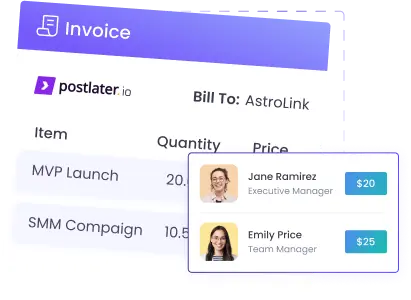 Generate invoices with billing and payment integration in time and expense tracking software