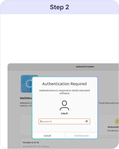 Enter your sudo password to install the Linux time tracker