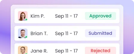 Отслеживайте рабочие часы с подробными табелями и утверждайте их с помощью ПО аналитики рабочей силы