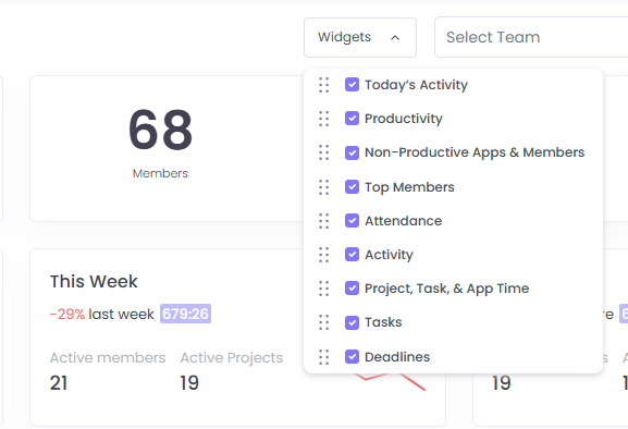 WebWork Time Tracker Dashboard Widgets
